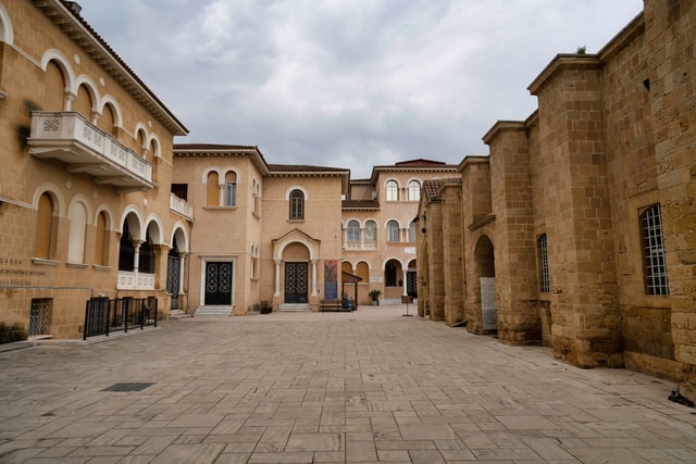 The old historical houses lining the streets of Nicosia, Cyprus 